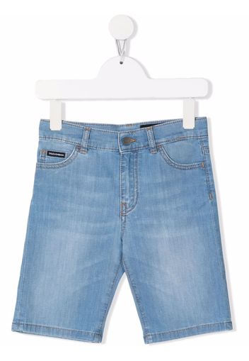 Dolce & Gabbana Kids logo-patch denim shorts - Blu