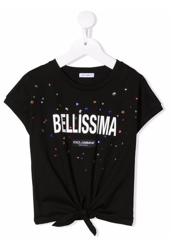 Dolce & Gabbana Kids slogan-print tied T-shirt - Nero