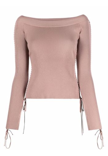 Dolce & Gabbana lace-detail knitted wide-neck top - Rosa