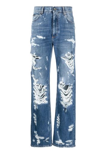 Dolce & Gabbana logo-plaque denim jeans - Blu