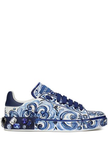 Dolce & Gabbana Sneakers Portofino con stampa maioliche - Blu