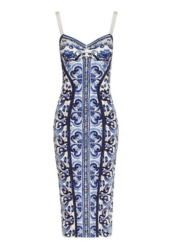 Dolce & Gabbana Majolica-print bustier dress - Blu