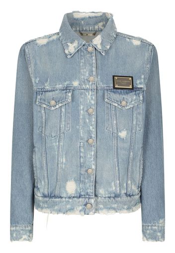 Dolce & Gabbana Giacca denim con placca logo - Blu