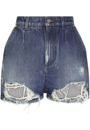 Dolce & Gabbana Shorts denim con effetto vissuto - Blu