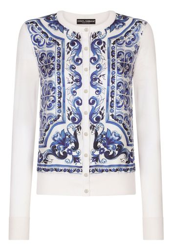 Dolce & Gabbana Cardigan con stampa maioliche - Bianco