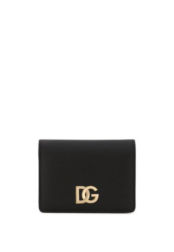 Dolce & Gabbana Portafoglio bi-fold con placca logo - Nero