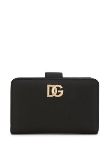 Dolce & Gabbana Portafoglio bi-fold con placca logo - Nero