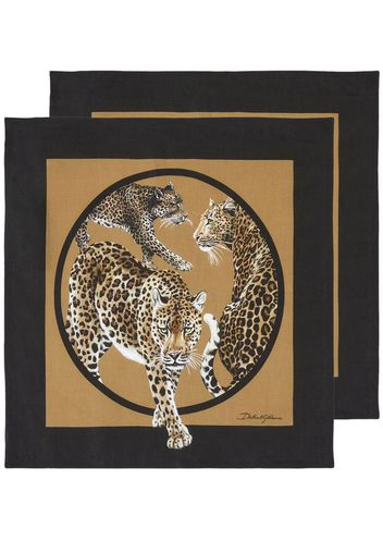 Dolce & Gabbana leopard-print napkin set - Marrone