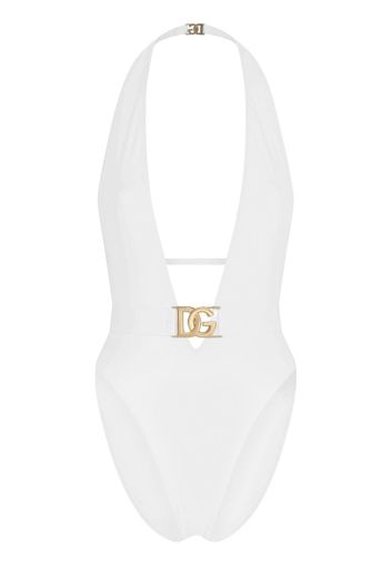 Dolce & Gabbana Costume intero con scollo all'americana - Bianco