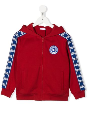 Dolce & Gabbana Kids logo-patch long-sleeve hoodie - Rosso