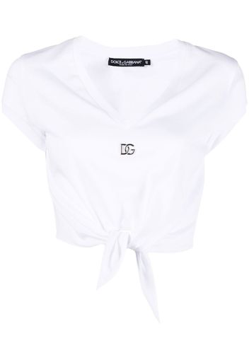 Dolce & Gabbana DG knot-front T-shirt - Bianco