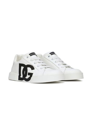 Dolce & Gabbana Kids Portofino low-top leather sneakers - Bianco