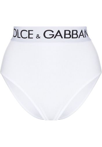 Dolce & Gabbana logo-tape detail high-waisted briefs - Bianco