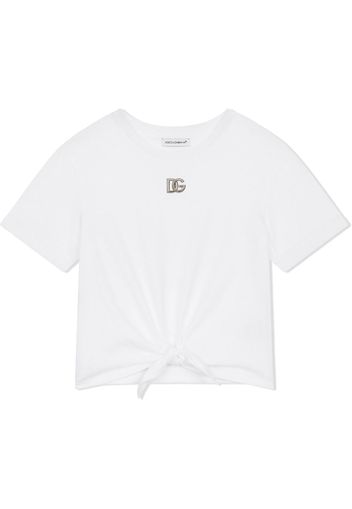 Dolce & Gabbana Kids T-shirt con placca logo DG - Bianco