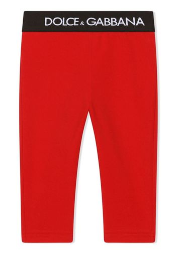 Dolce & Gabbana Kids logo-waistband cotton leggings - Rosso