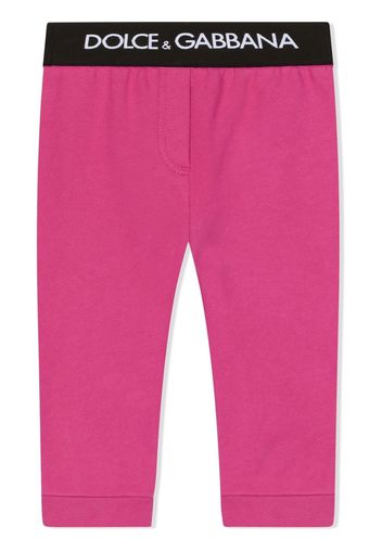 Dolce & Gabbana Kids Pantaloni con banda logo - Rosa