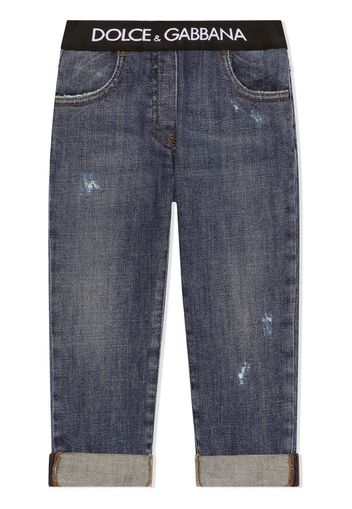 Dolce & Gabbana Kids Jeans dritti con logo - Blu