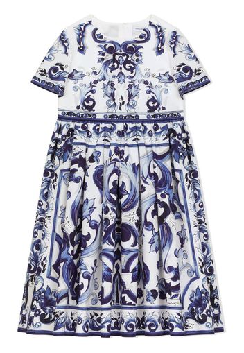 Dolce & Gabbana Kids Majolica-print cotton dress - Blu