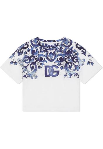 Dolce & Gabbana Kids T-shirt con stampa maioliche - Blu