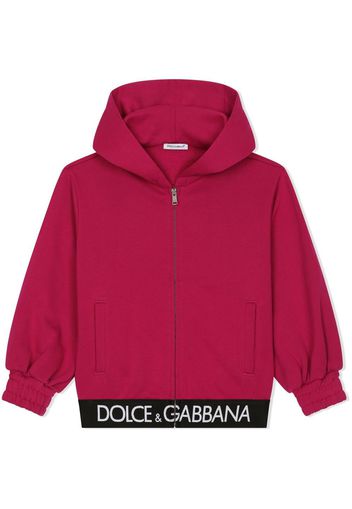 Dolce & Gabbana Kids logo-underband hooded jacket - Rosso