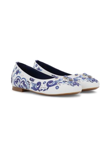 Dolce & Gabbana Kids graphic-print ballerina shoes - Bianco