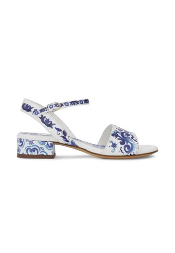 Dolce & Gabbana Kids Sandali con stampa maioliche - Blu