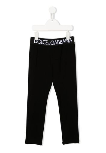 Dolce & Gabbana Kids Leggings con banda logo - Nero