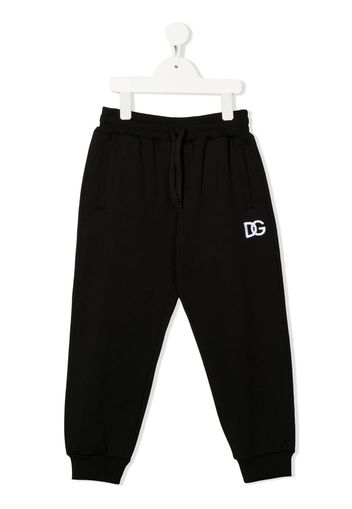 Dolce & Gabbana Kids Pantaloni sportivi con ricamo - Nero