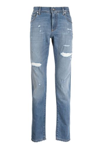 Dolce & Gabbana logo-plaque distressed jeans - Blu