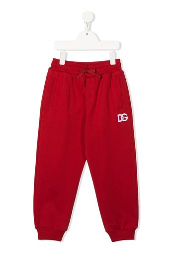 Dolce & Gabbana Kids Pantaloni sportivi con ricamo - Rosso