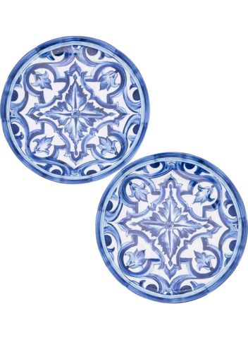 Dolce & Gabbana set of two patterned 17cm bread plates - Blu