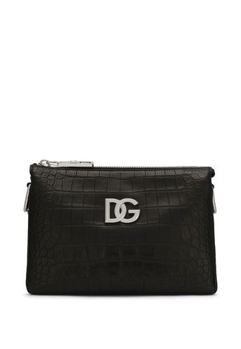 Dolce & Gabbana Borsa a tracolla con placca logo - Nero