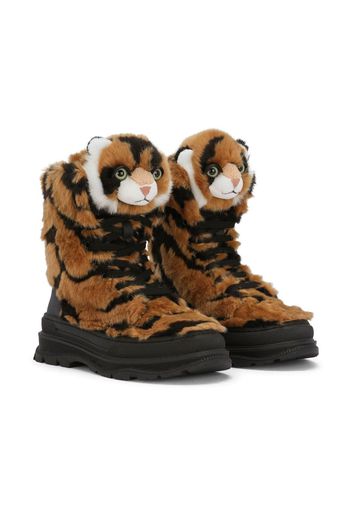 DOLCE & GABBANA KIDS Tiger-shaped faux-fur boots - Nero