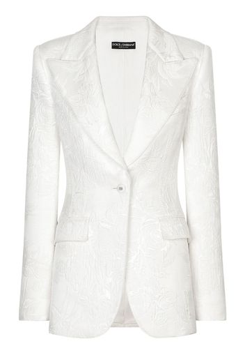 Dolce & Gabbana Giacca turlington in broccato floreale - Bianco