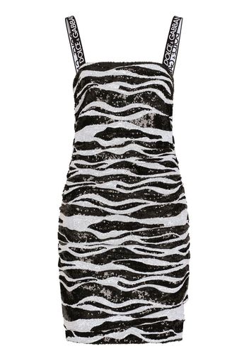 Dolce & Gabbana sequin-embellished zebra print mini dress - Nero