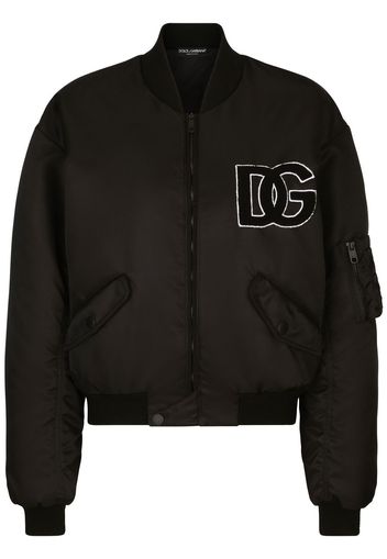 Dolce & Gabbana logo-patch zip-up bomber jacket - Nero