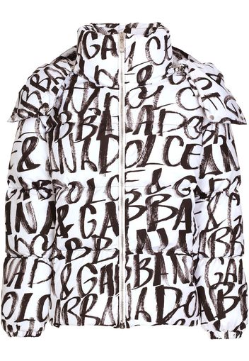 Dolce & Gabbana Piumino graffiti-logo-print padded jacket - Bianco