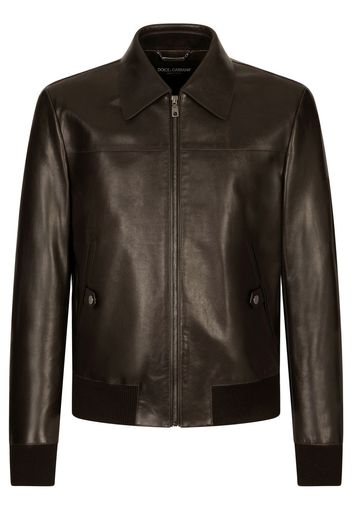 Dolce & Gabbana collared leather bomber jacket - Nero