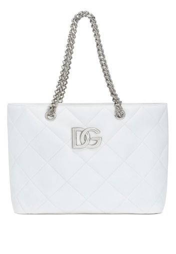 Dolce & Gabbana Borsa shopper con placca logo - Bianco