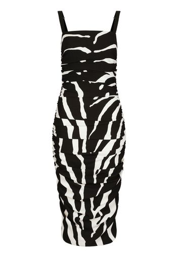 Dolce & Gabbana Cady zebra print midi dress - Nero