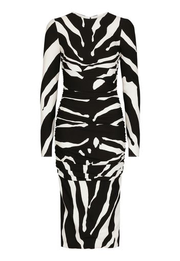 Dolce & Gabbana zebra-print long-sleeve dress - Nero