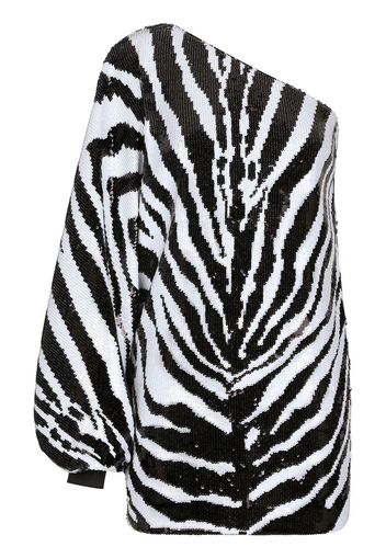 Dolce & Gabbana zebra-print one-shoulder dress - Nero