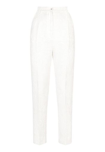 Dolce & Gabbana floral jacquard tailored trousers - Bianco