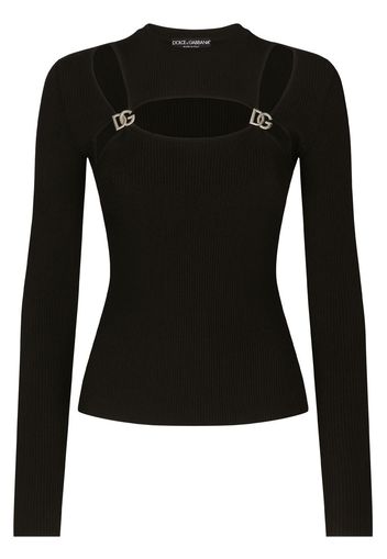 Dolce & Gabbana Top con placca logo - Nero