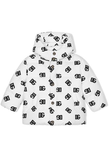 Dolce & Gabbana Kids padded logo-print coat - Bianco