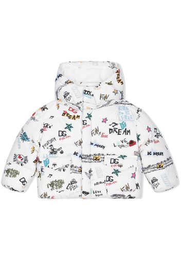 Dolce & Gabbana Kids Cappotto imbottito con stampa - Bianco