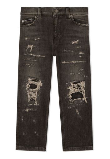 Dolce & Gabbana Kids ripped dad-fit jeans - Nero