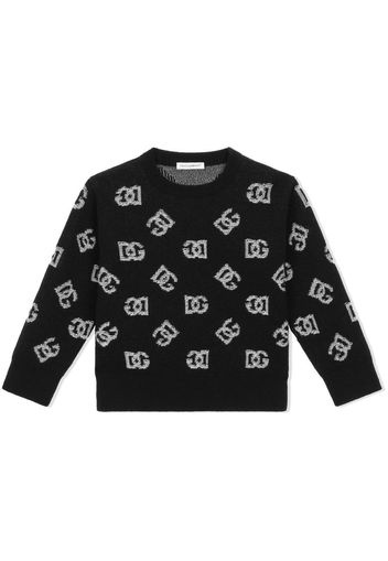 Dolce & Gabbana Kids Maglione con logo DG jacquard - Nero