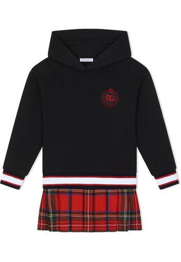 Dolce & Gabbana Kids tartan-skirt hoodie dress - Nero