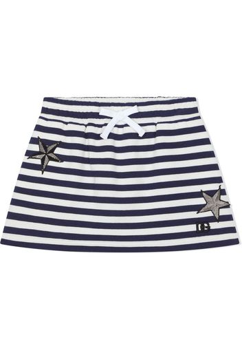 Dolce & Gabbana Kids star-patch striped skirt - Blu